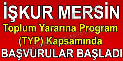 TYP Kapsamında Personel Alımı Mersin TYP Mart 2019