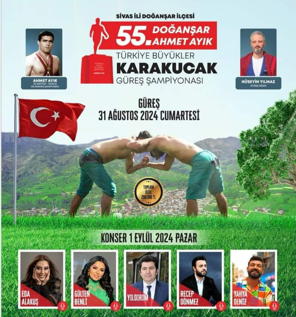 Doğanşar 55. Ahmet Ayık Karakucak Güreş Şampiyonası Yapılacak Doğanşar 55. Ahmet Ayık Karakucak Güreş Şampiyonası Yapılacak Hakan BAKAR/SİVAS-BHA