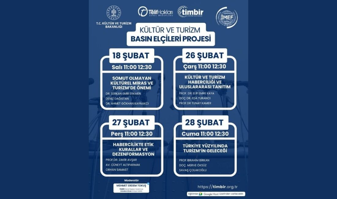 Kültür ve Turizm Basın Elçileri eğitimleri başlıyor – Birlik Haber Ajansı ANKARA-BHA Kültür ve Turizm Bakanlığı, Telif Hakları Genel Müdürlüğü tarafından