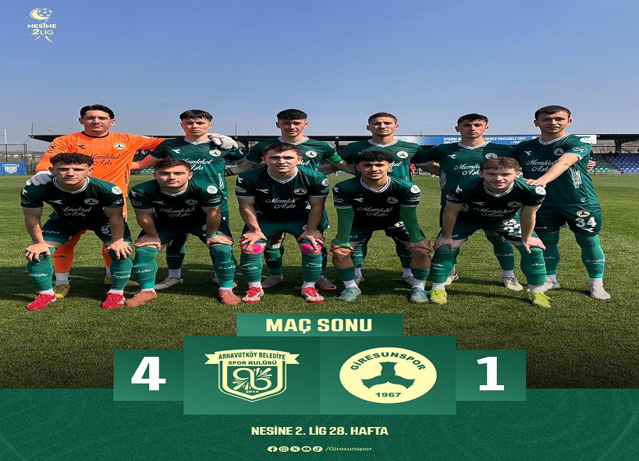 Giresunspor deplasmanda Arnavutköy Belediyespor’a da mağlup oldu ve matematiksel olarak da 3.