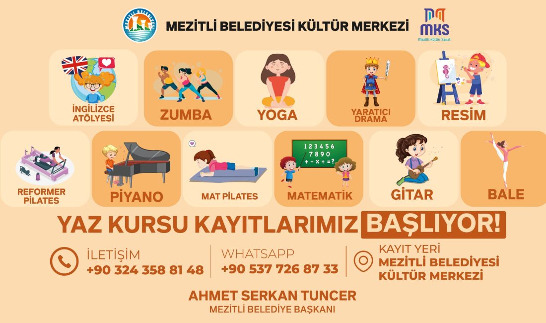MEZİTLİ BELEDİYESİ’NDEN HER YAŞA HİTAP EDEN YAZ KURSLARI BAŞLADI MEZİTLİ BELEDİYESİ’NDEN HER YAŞA HİTAP EDEN YAZ KURSLARI BAŞLADI