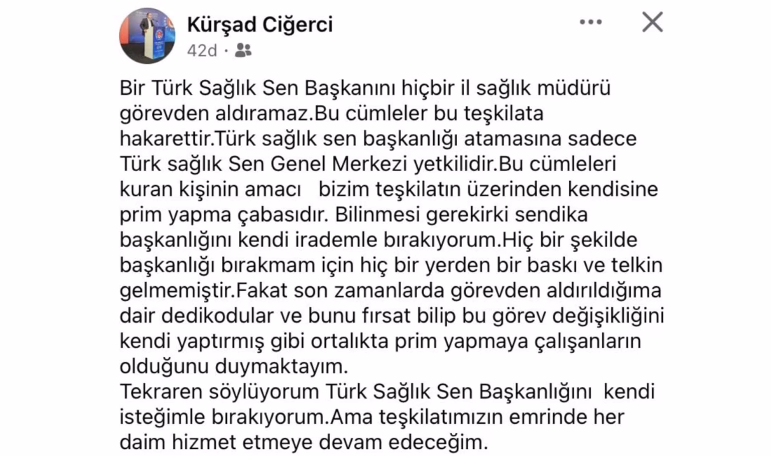 Türk Sağlık Sen Gümüşhane’de İstifa Krizi! Türk Sağlık Sen Gümüşhane