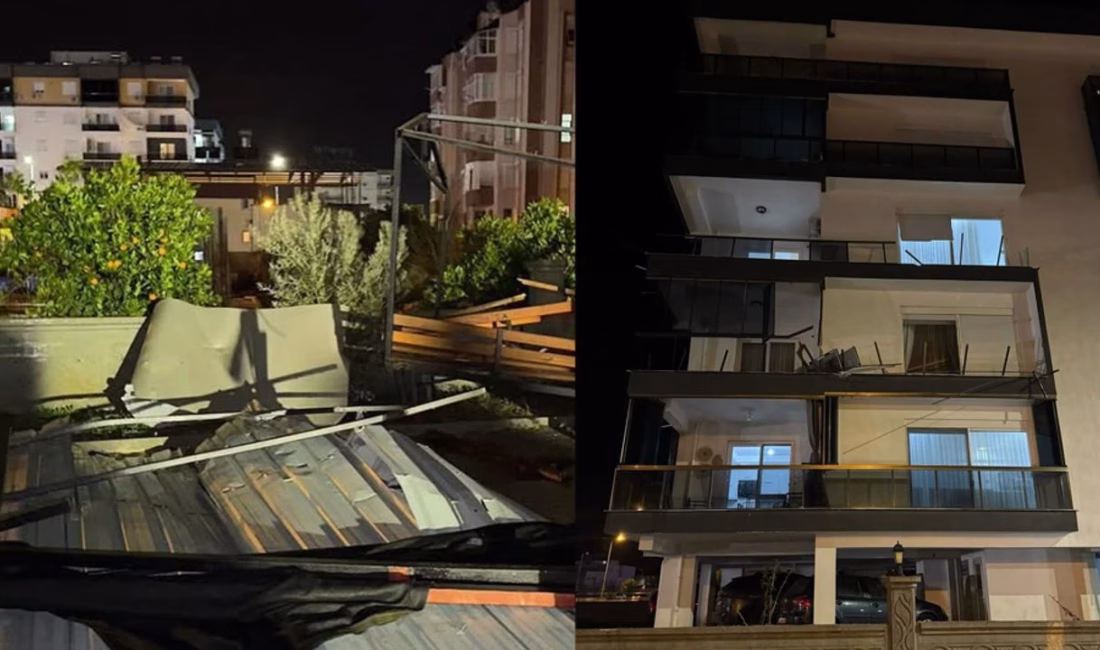 Antalya’nın Finike ilçesinde gece saatlerinde etkili olan yağmur ve fırtına