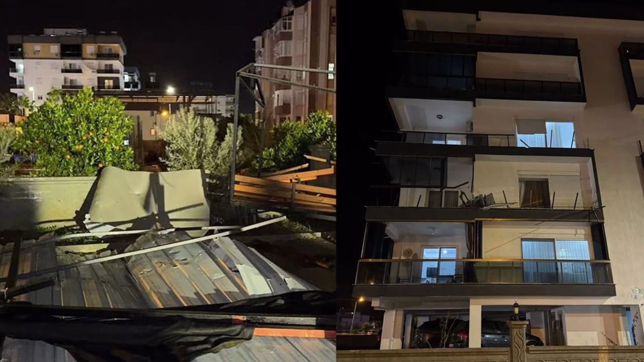 Antalya’nın Finike ilçesinde gece saatlerinde etkili olan yağmur ve fırtına