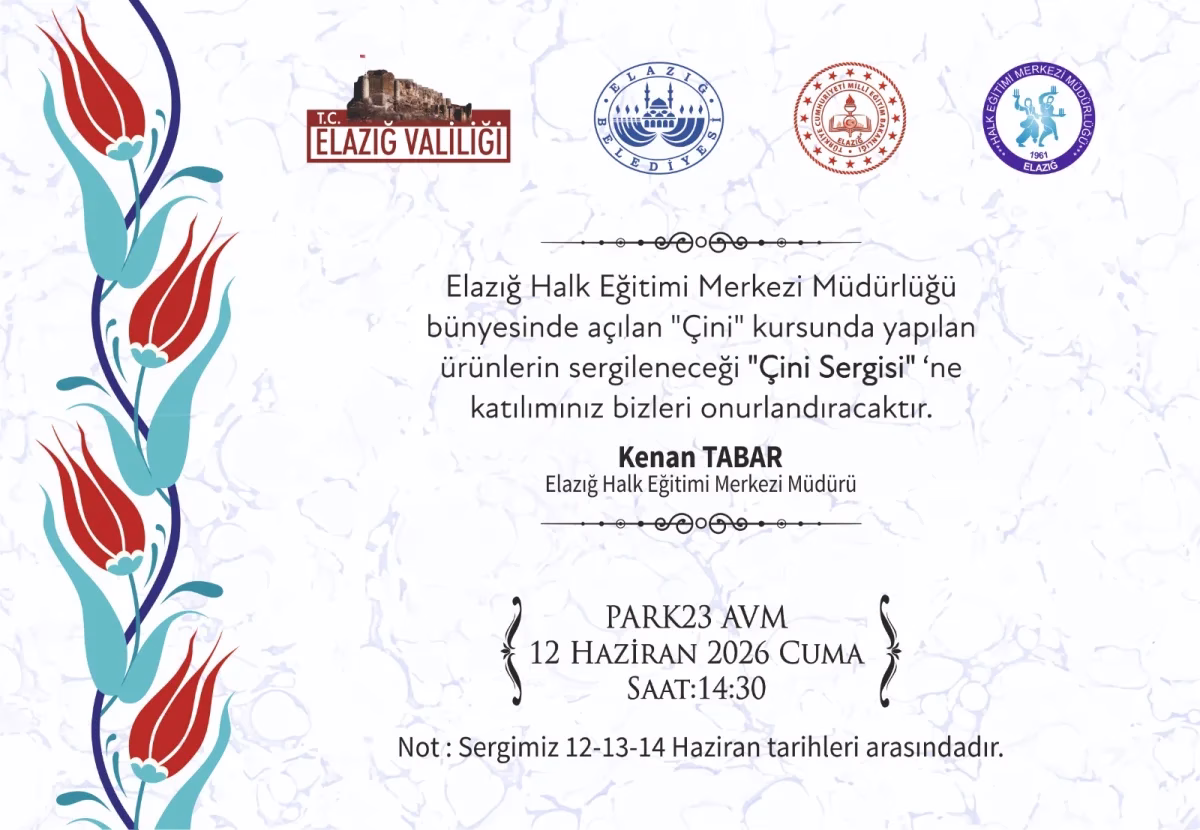 Elazığ Halk Eğitimi Merkezi Müdürlüğü bünyesinde açılan çini kursunda kursiyerler