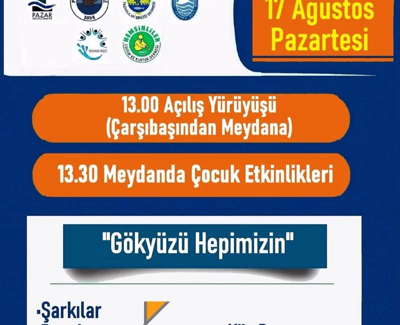 Rize-Pazar’da 7.si düzenlenen Pazar Kültür Sanat ve Çocuk Şenliği  başlıyor.
