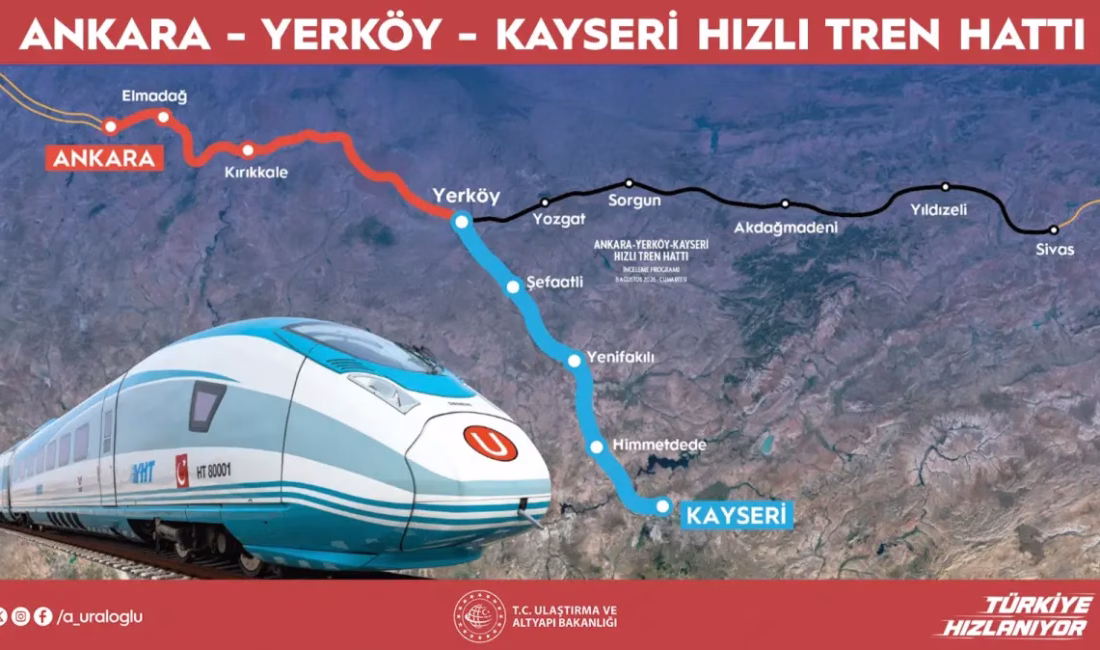Ankara-Kayseri arası YHT ile 1 saat 45 dakika olacak ANKARA – BHA Ulaştırma ve Altyapı Bakanı Abdulkadir Uraloğlu, yapımı