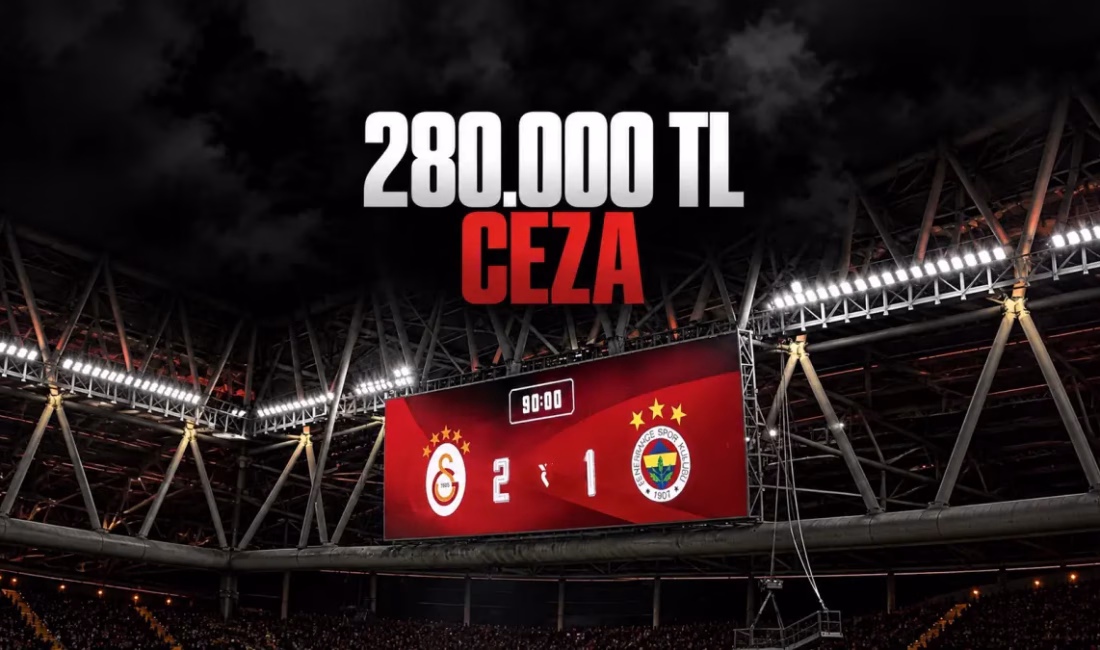 Galatasaray’a Fenerbahçe’nin 3 yıldızlı logosu nedeniyle 280 bin lira ceza ANKARA – BHA Galatasaray ile Fenerbahçe arasında oynanan derbinin ardından